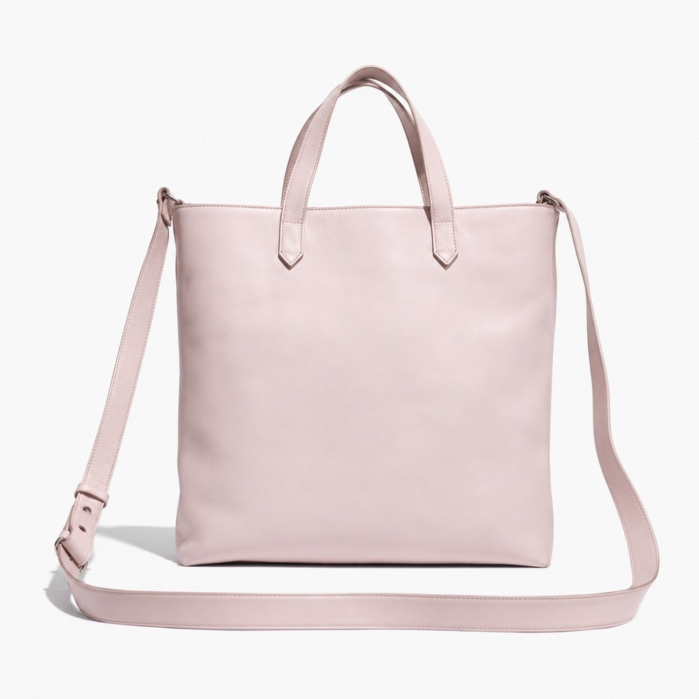 Madewell Pink The Zip Top Transport Tote Crossbody in Nubuck Leather Small